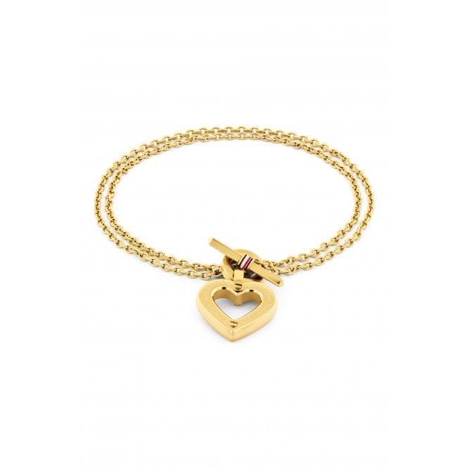 Ladies' Gold Plated Toggle Hearts Bracelet