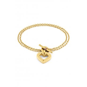 Ladies' Gold Plated Toggle Hearts Bracelet