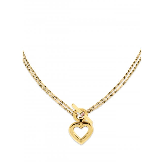 Ladies' Gold Plated Toggle Hearts Necklace