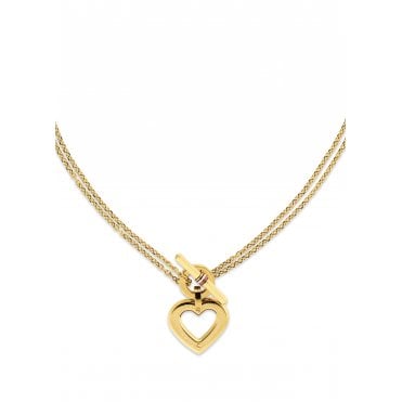 Ladies' Gold Plated Toggle Hearts Necklace