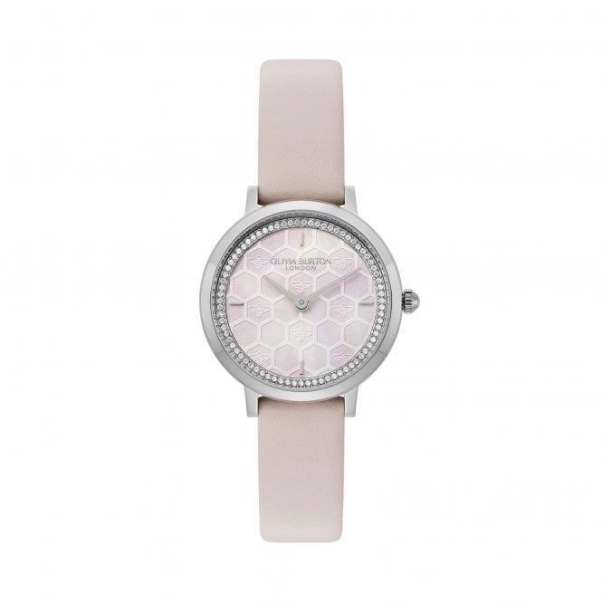 Ladies' Pink Leather Honeycomb Watch