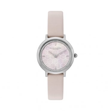 Ladies' Pink Leather Honeycomb Watch