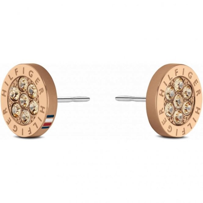 Ladies' Rose Gold Plated Crystal Stud Earrings