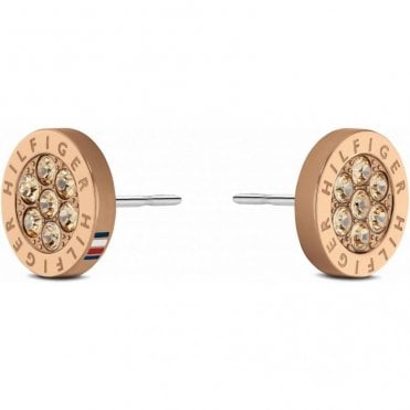 Ladies' Rose Gold Plated Crystal Stud Earrings