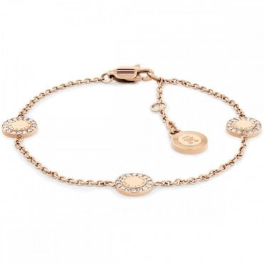 Ladies' Rose Gold Plated Mini Crystals Circles Bracelet