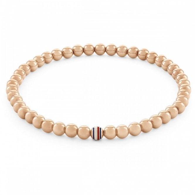 Ladies' Rose Gold Plated Striped Beaded Bracelet