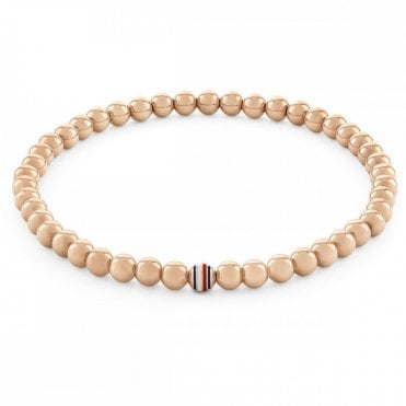 Ladies' Rose Gold Plated Striped Beaded Bracelet