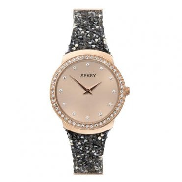 Ladies' Seksy Rocks Black Swarovski Crystal Watch 40041