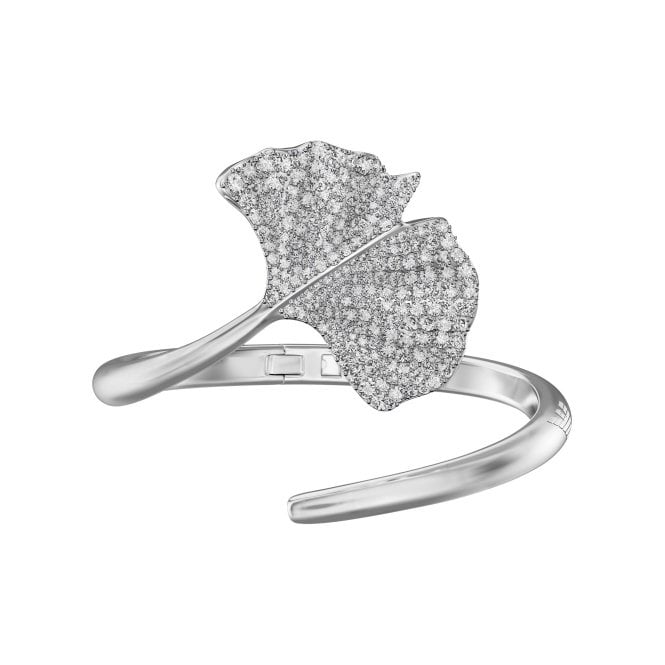 Ladies' Silver Tone Cubic Ginkgo Bangle