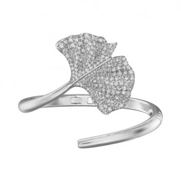 Ladies' Silver Tone Cubic Ginkgo Bangle