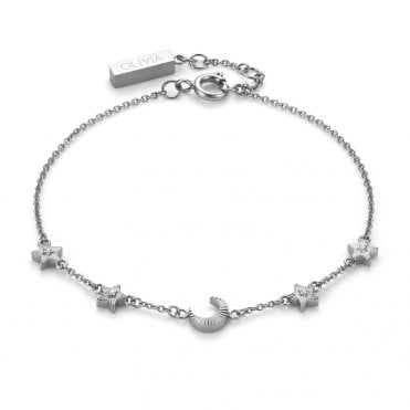 Ladies' Stainless Steel Celectial North Star & Moon Bracelet