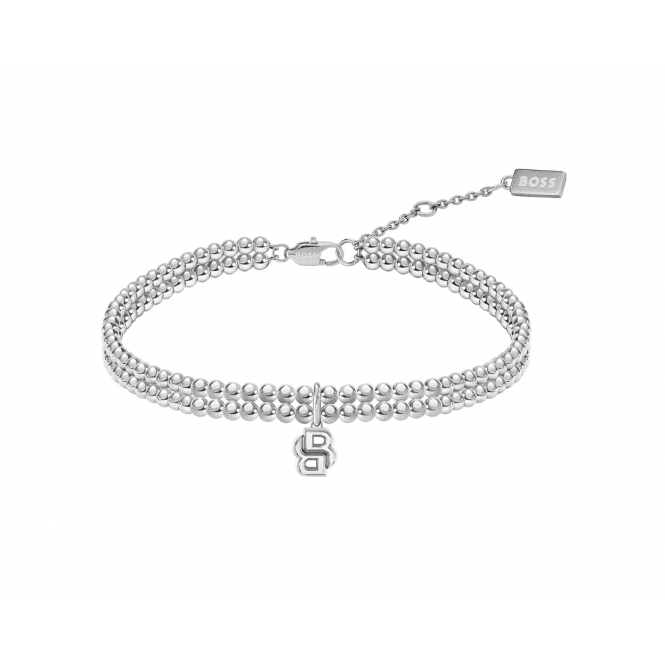 Ladies' Stainless Steel Double B Beads Bracelet