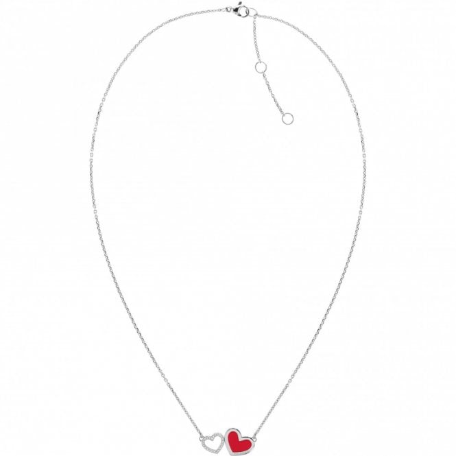 Ladies' Stainless Steel Enamel Hearts Necklace