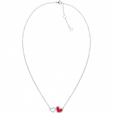 Ladies' Stainless Steel Enamel Hearts Necklace