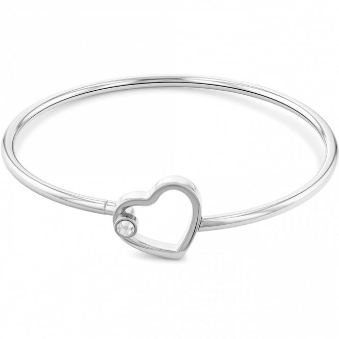 Ladies' Stainless Steel Minimal Hearts Bangle