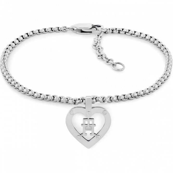 Ladies' Stainless Steel Monogram Hearts Bracelet
