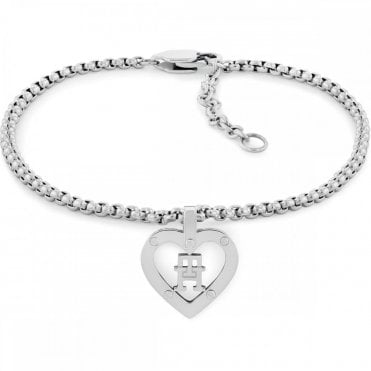 Ladies' Stainless Steel Monogram Hearts Bracelet