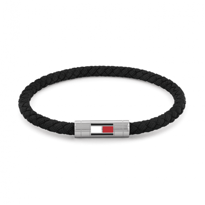 Men's Black Fabric Barrel Bracelet