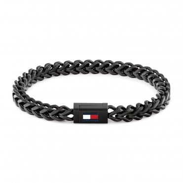 Men's Black Ion Plated Braided Bracelet