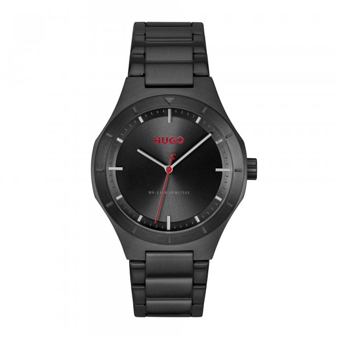 Men's Black Ion Plated LIT Watch