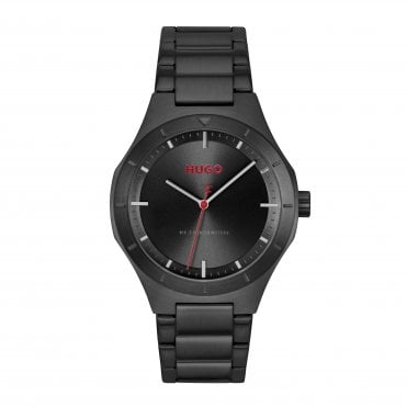 Men's Black Ion Plated LIT Watch