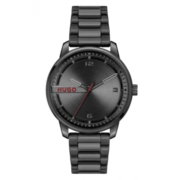 Men's Black Ion Plated STAMP Watch