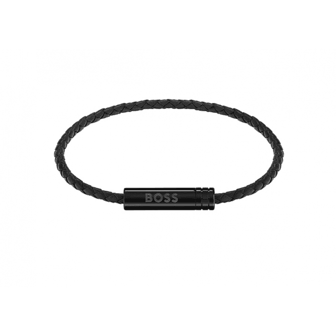 Men's Black Leather Ares Bracelet