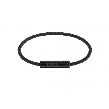 Men's Black Leather Ares Bracelet