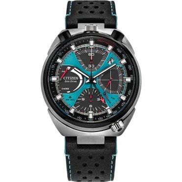 Men's Black Leather "Bullhead" Promaster Eco-Drive Watch 