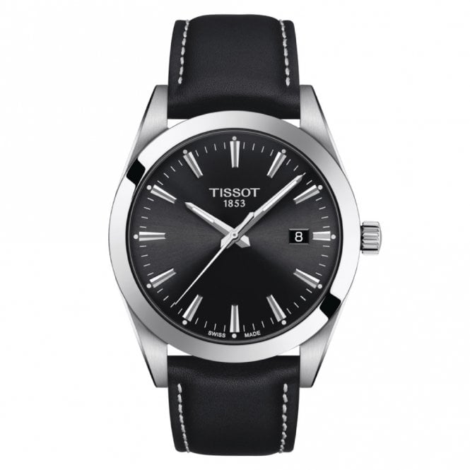 Men's Black Leather Gentleman Watch