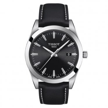 Men's Black Leather Gentleman Watch
