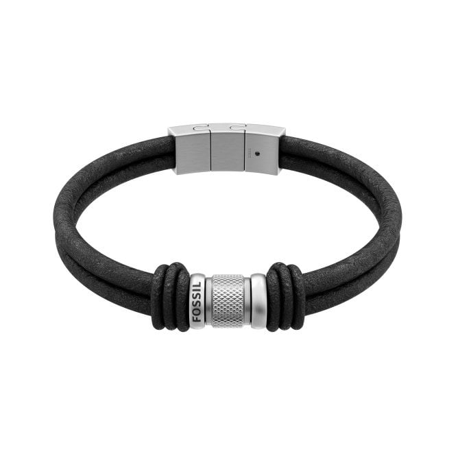 Men's Black Leather Machine Watch
