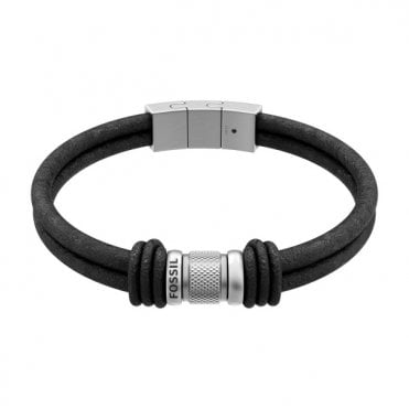 Men's Black Leather Machine Watch