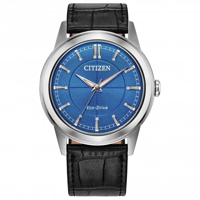 Men's Black Leather Rolan Eco-Drive Watch