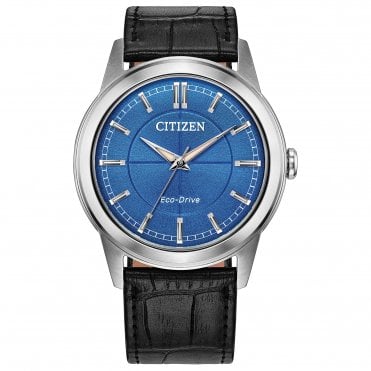 Men's Black Leather Rolan Eco-Drive Watch