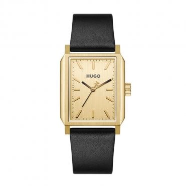 Men's Black Leather Steeze Watch