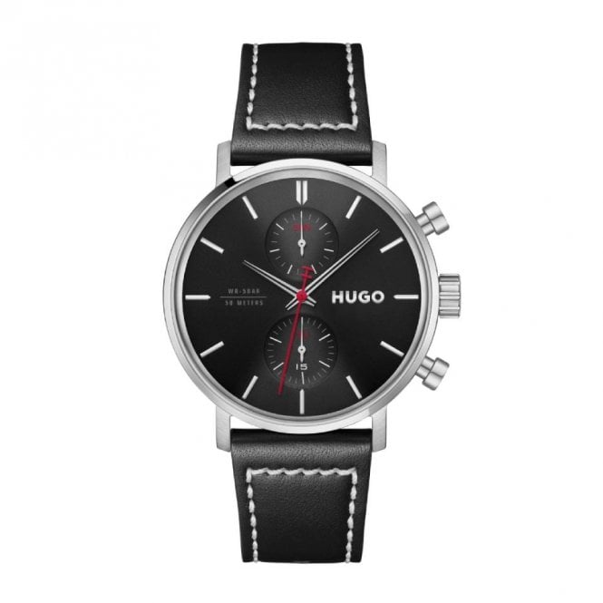 Men's Black Leather Take Off Watch