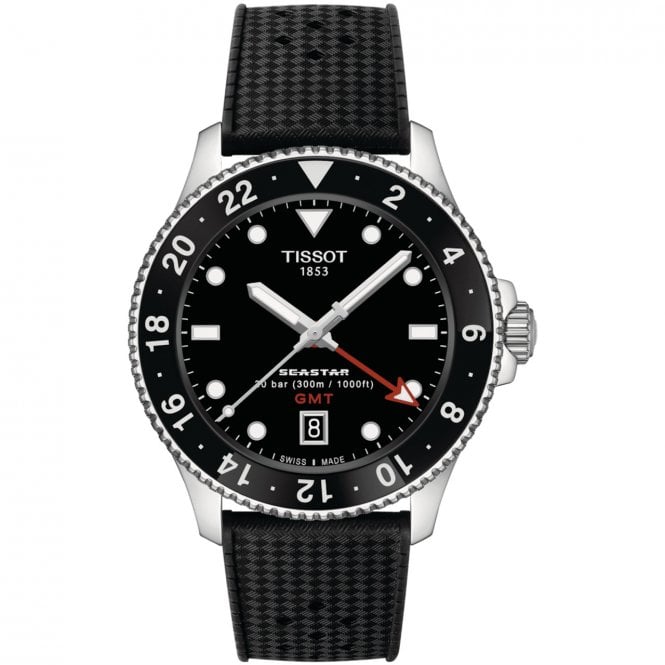 Men's Black Rubber 40mm Seastar 1000 GMT Watch