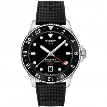 Men's Black Rubber 40mm Seastar 1000 GMT Watch