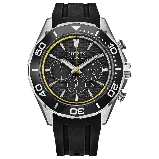 Men's Black Rubber Chronograph Eco-Drive Watch