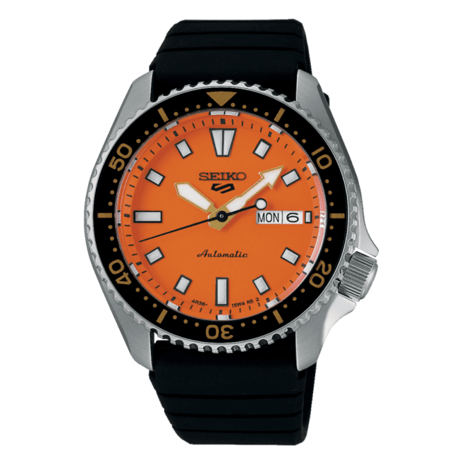 Men's Black Rubber Daichi Orange Redux Automatic Watch