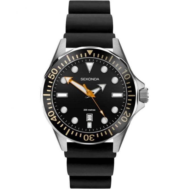 Men's Black Rubber Watch