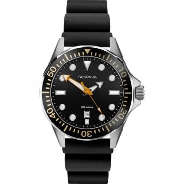 Men's Black Rubber Watch