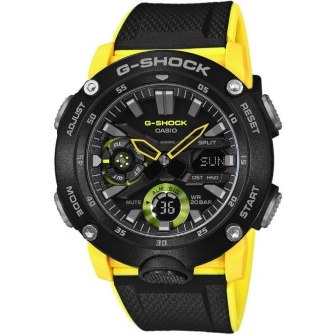 Men's Black & Yellow Resin Alarm Chronograph Watch 