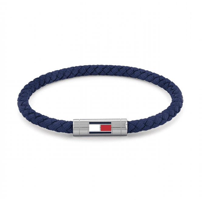 Men's Blue Fabric Barrel Bracelet