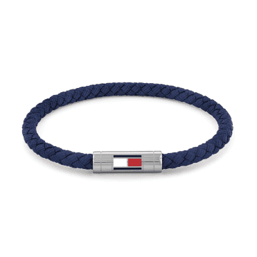 Men's Blue Fabric Barrel Bracelet