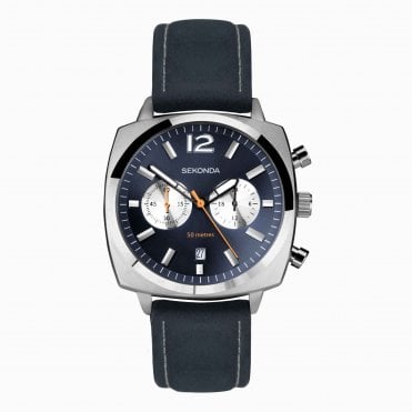 Men's Blue Leather Airborne Watch
