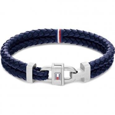 Men's Blue Leather Carabanier Bracelet
