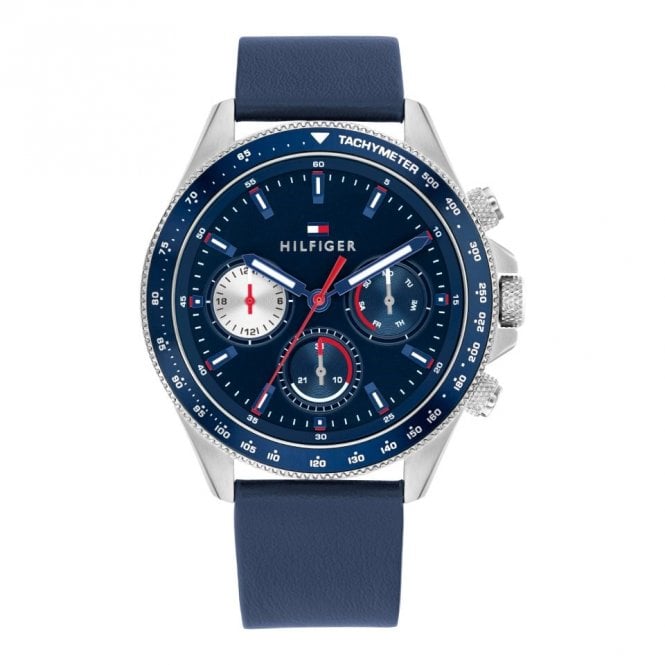 Men's Blue Leather Chronograph Clark Watch