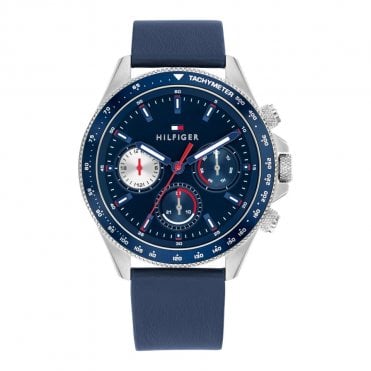 Men's Blue Leather Chronograph Clark Watch